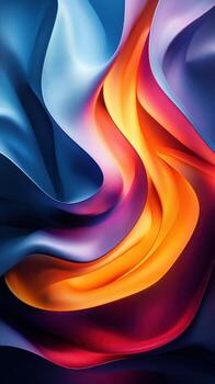 Colorful silk fabric waves create a vibrant and dynamic visual effect in a close-up composition photo