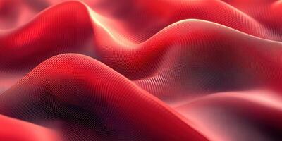 Vivid red fabric texture displaying smooth waves and folds in soft lighting photo