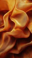 Flowing orange fabric gracefully draping and creating soft waves in a textured pattern photo