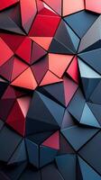 Colorful geometric patterns create a striking visual display of red and blue tones in an abstract design photo