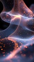 Colorful abstract waves of light and particles create a dynamic visual display in dark space photo
