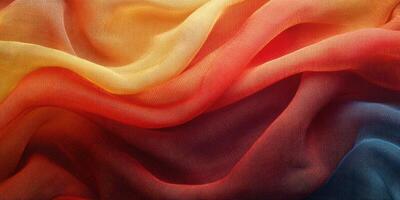 Colorful fabric waves displaying vibrant hues of orange, yellow, and red flowing together in a harmonious pattern photo