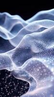 Ethereal waves of light dance in a cosmic space with shimmering particles and soft textures photo