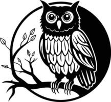A Mysterious Owl Perched on a Tree at Dusk eps vector