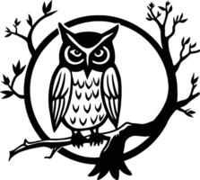 A Mysterious Owl Perched on a Tree at Dusk vector