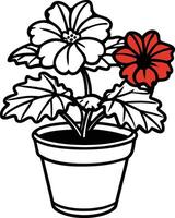 Geranium in a charming garden pot illustration vector