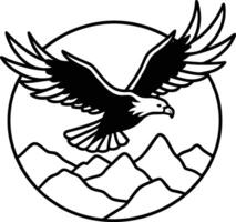 Symbol of Freedom A Bald Eagle Soaring Over a Mountain Range vector