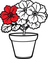 Bright red geranium in a charming garden pot vector