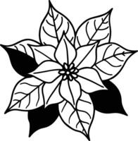 poinsettia with deep line art design vector