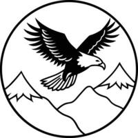 Symbol of Freedom A Bald Eagle Soaring Over a Mountain Range eps vector