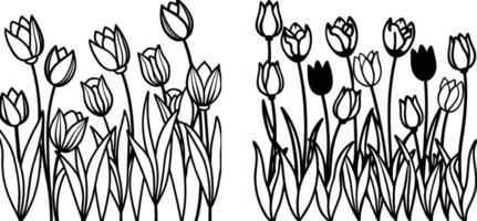 colorful tulips swaying in the spring breeze vector