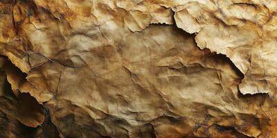 Detailed textured old parchment with cracks and creases revealing a warm brown hue photo
