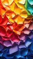 Colorful paper folds create a vibrant abstract design in a rainbow pattern photo