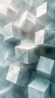 Abstract arrangement of textured cubes in a cool-toned environment showcasing depth and light interaction photo