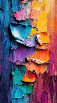 Vibrant abstract painting showcasing bold colors and textured brush strokes creating a mesmerizing visual experience photo