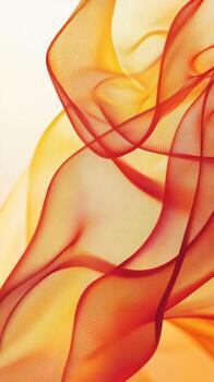 Flowing fabric in warm hues creating a dynamic composition with vibrant colors in an artistic display photo