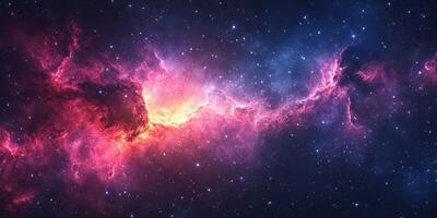 Colorful cosmic nebula with vibrant hues in a deep space background revealing the wonders of the universe photo