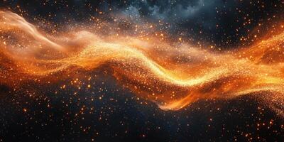 Stunning cosmic swirl of golden stardust in a stellar space background photo