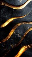 Dark textured surface with flowing golden lines creating an abstract artistic effect photo