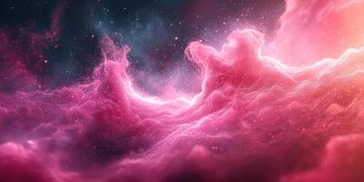 Colorful cosmic clouds with vibrant pinks and purples swirling in a stellar environment photo