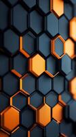Hexagonal patterns in black and orange create a modern abstract design in a textured arrangement photo