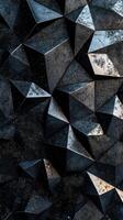 Abstract black geometric shapes create a striking texture and depth in a modern design setting photo