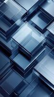Translucent glass panels arranged in a modern, geometric pattern showcasing intricate reflections and shadows photo