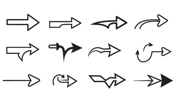 Versatile Dynamic Collection of Hand-Drawn Arrow Set Silhouette Including Abstract Classic and Modern Arrow Designs for Digital and Print Media vector