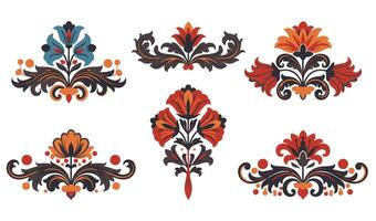 Elegant Floral Element Royalty Baroque Style Ornament Set for Creating High-Class Invitations and Decor vector