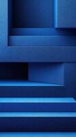 Geometric composition featuring shades of blue with layered shapes and textures creating a modern artistic design photo
