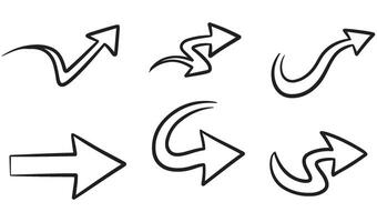 Dynamic Collection of Hand-Drawn Arrow Set Silhouette Featuring Diverse Arrow Designs Including Curved Straight and Decorative Elements for Graphic Design vector