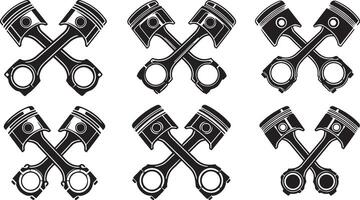 Power of Precision Celebrating the Art of Engine Piston vectors set icon Design