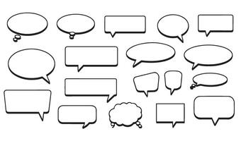 Creative Sketch Style Speech Bubble Vectors Set Displaying Different Conversation Box Shapes for Graphic Design Comic Art and Digital Communication