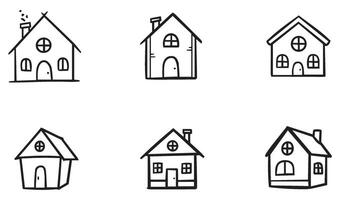 Customizable Home Icon Set with Minimalist and Geometric House Illustrations vector