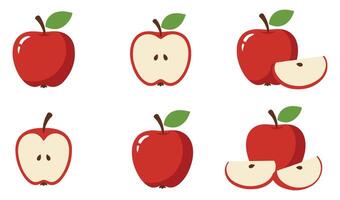 Apple Cut Sliced Set Icon Featuring Playful and Modern Apple Graphics Perfect for Farm Market Advertisements Health-Conscious Branding and Diet Concepts vector