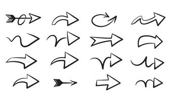Creative Dynamic Collection of Hand-Drawn Arrow Set Silhouette Showcasing Expressive and Freehand Arrow Illustrations for Sketch and Doodle Art vector