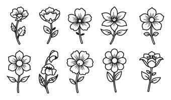 Artistic Colorful Floral Flower Icon Line Art Illustration with a Simple Yet Stylish Design for Stickers Stationery and Nature-Themed Merchandise vector