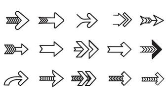 Artistic Dynamic Collection of Hand-Drawn Arrow Set Silhouette with Playful Swirls Dotted and Bold Arrow Styles for Infographics and Presentations vector