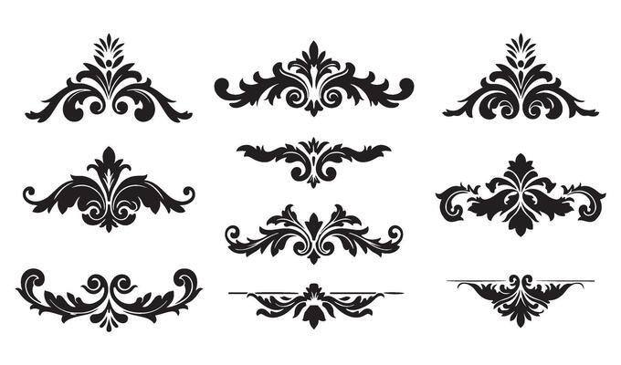 Intricate Floral Element Royalty Decorative Vectors Illustrations for Luxury Branding Invitations and Wedding Decor