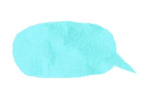 Aged paper speech bubble, blue isolated template for banner. Dialogue balloon with dotted gritty texture halftone effect, notebook sheet with jagged torn edges. vector