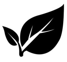 Black illustration of a leaf and stem showcasing a simple nature design for decorative use vector
