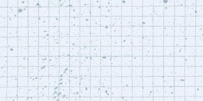 Abstract blue checkered paper sheet covered in blue paint splatters. Gritty halftone dots and ink drips, edgy messy grunge texture. vector
