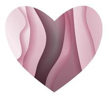Heart-shaped illustration showcasing soft pink and maroon waves in an abstract design suitable for various creative projects vector