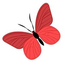 Illustration of a vibrant red butterfly with detailed wings and elegant antennae in a minimalist design vector
