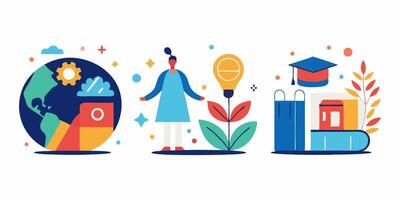 A set of icons depicting different types of education vector
