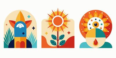 Four colorful illustrations of different types of people vector