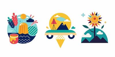 Four different illustrations of different types of objects vector