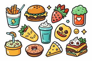 Fast food icons set vector