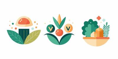 Four different types of plants and flowers vector