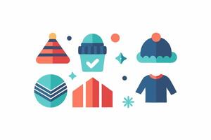 A flat icon set of various items vector